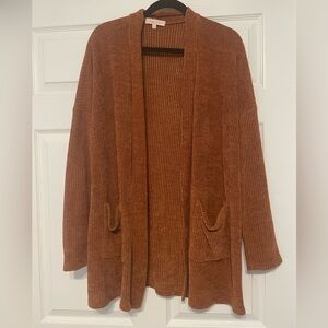 Women's Open-Front Cardigan Sweater in Rust